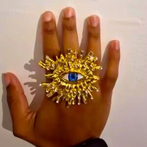 Surrealism Blue Eyes Baroque Eyes Adjustable Ring
